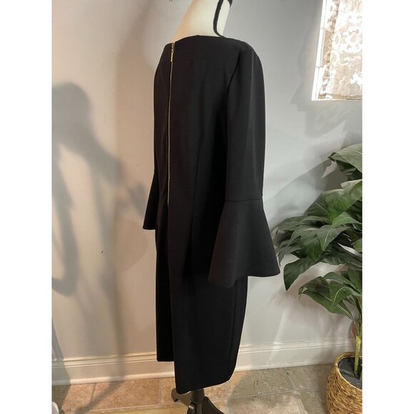 Jessica H Black Bell Sleeve Dress Size 14 94% Polyester 6% Spandex - Picture 7 of 16